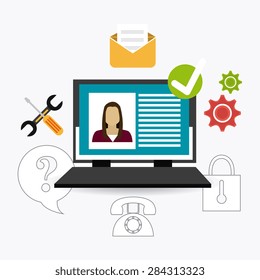 Customer design over white background, vector illustration.