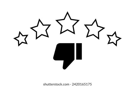 Customer disappointment star icon vector. Dislike, thumb down sign symbol
