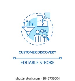 Customer Discovery Concept Icon. Customer Development Framework. Smart Business Service Improvement Idea Thin Line Illustration. Vector Isolated Outline RGB Color Drawing. Editable Stroke