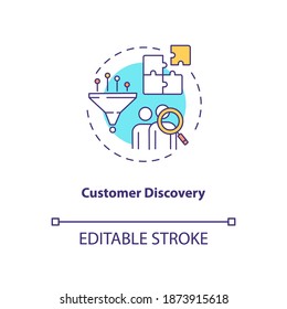 Customer discovery concept icon. Customer development framework. Better organization service idea thin line illustration. Vector isolated outline RGB color drawing. Editable stroke