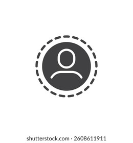Customer with a dotted path vector icon. filled flat sign for mobile concept and web design. Personalized Customer Journey glyph icon. Symbol, logo illustration. Vector graphics