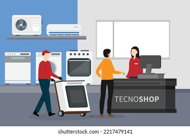 Customer at Electronics store 2d vector illustration concept for banner, website, illustration, landing page, flyer, etc.