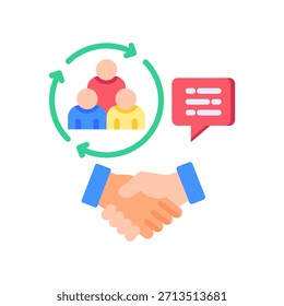 Ilustração plana do vetor do ícone de compromisso com o cliente