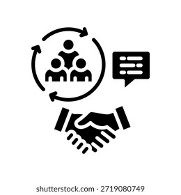 Ilustração do vetor de glifos de ícones do compromisso com o cliente