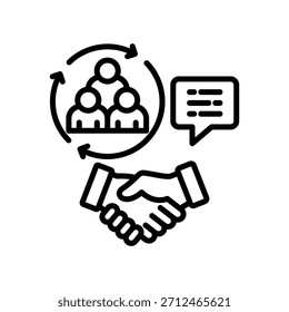 Ilustración vectorial de línea de ícono de compromiso de Cliente