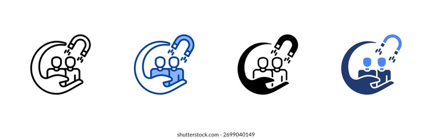 Customer Engagement icon set multiple style collection