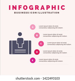 Customer, Engagement, Mobile, Social Solid Icon Infographics 5 Steps Presentation Background