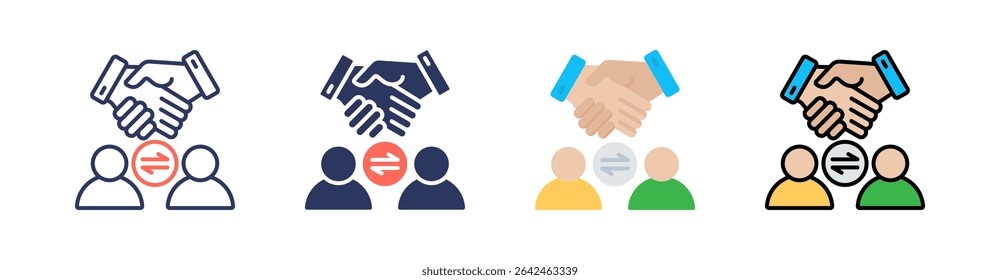 Conjunto de iconos de estilo múltiple de compromiso de Cliente Vector