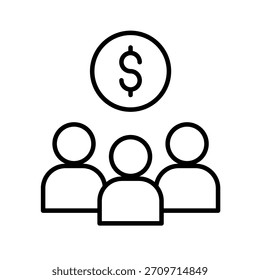 Ilustración vectorial de iconos de esquema de participación de Clientes