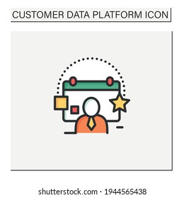 Customer events color icon.Emphasize biggest achievements, present new products or keep good contact with your customers and partners.Customer data concept. Isolated vector illustration