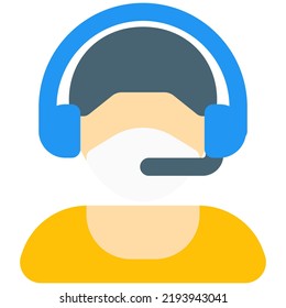 Customer executive professional with headphone and mask.