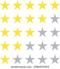 Experiencia Cliente de 1 a 5 estrellas. Iconos de vector plano para App y Sitios web
