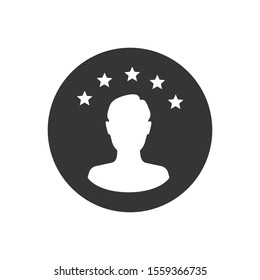 Customer experience or 5 star satisfaction rating art vector icon for review apps and websites
