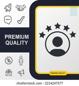 Customer experience or 5 star satisfaction rating icon graphic element. Modern design.