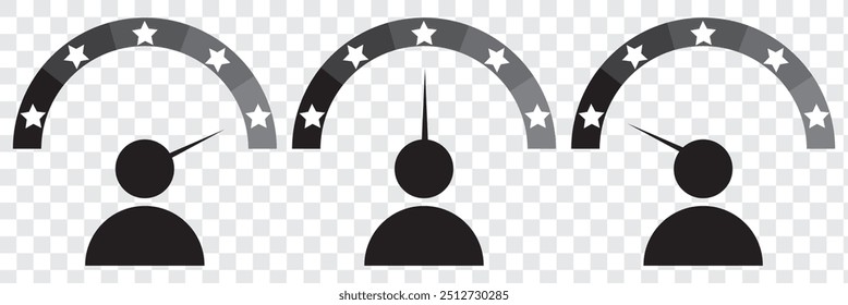 Customer experience or 5 star satisfaction rating flat vector icon for review apps and websites