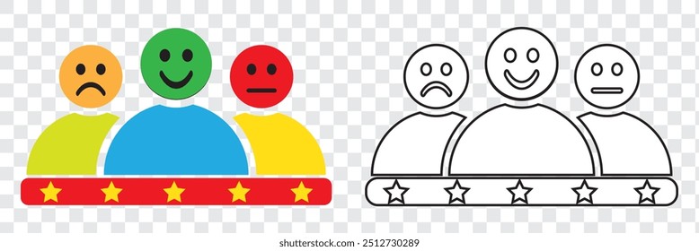 Experiencia Cliente o 5 estrellas de satisfacción índice de Vector plano icono para App de revisión y Sitios web
