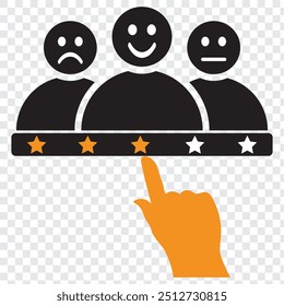Customer experience or 5 star satisfaction rating line art vector icon for review apps and websites. Eps 10. 