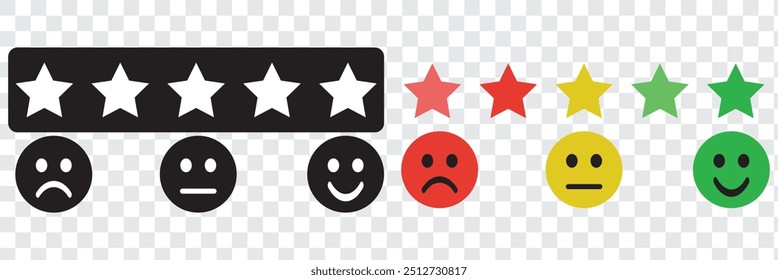 Customer experience or 5 star satisfaction rating line art vector icon for review apps and websites. Eps 10. 
