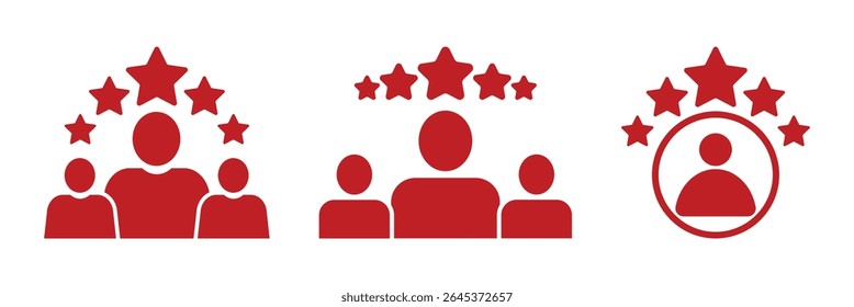 Customer experience or 5 star satisfaction rating line art vector icon for review apps and websites