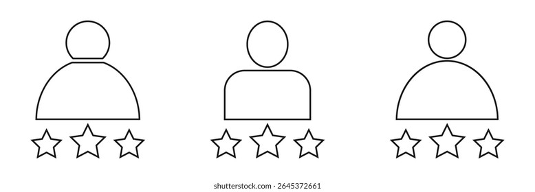 Customer experience or 5 star satisfaction rating line art vector icon for review apps and websites