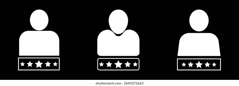 Customer experience or 5 star satisfaction rating line art vector icon for review apps and websites