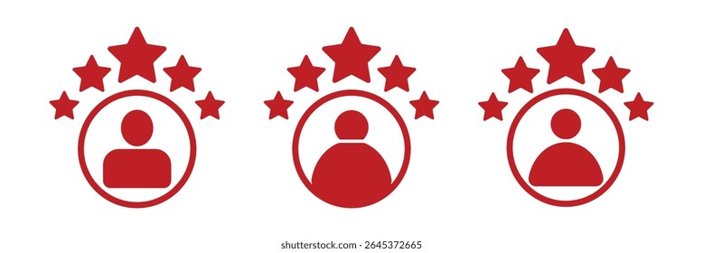 Customer experience or 5 star satisfaction rating line art vector icon for review apps and websites