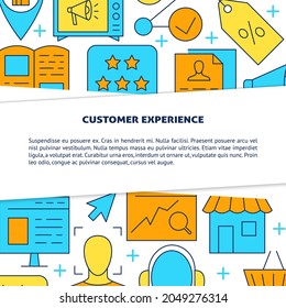 Customer experience banner with place for text. Marketing and feedback. Vector illustration.