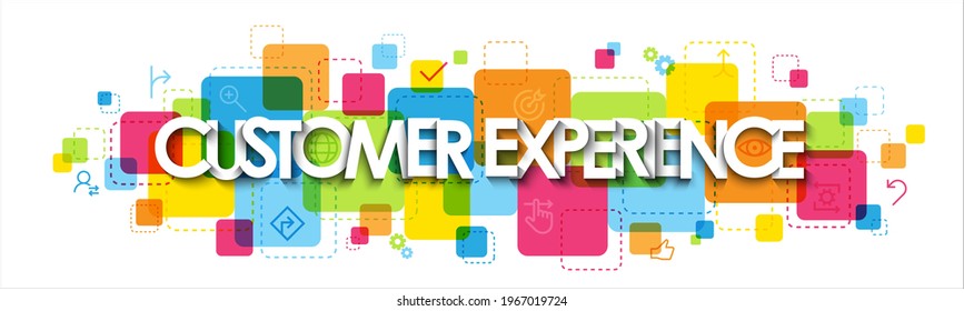 CUSTOMER EXPERIENCE colorful vector typography banner isolated on white background