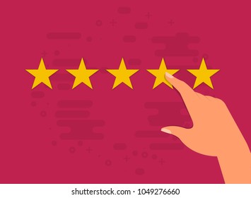 Customer Experience Concept, Best Excellent Services for Satisfaction present by Hand of Client giving a Star Rating. Vector illustration of EPS10