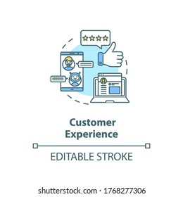 Customer experience concept icon. Positive rating for company services. User review. Client feedback idea thin line illustration. Vector isolated outline RGB color drawing. Editable stroke