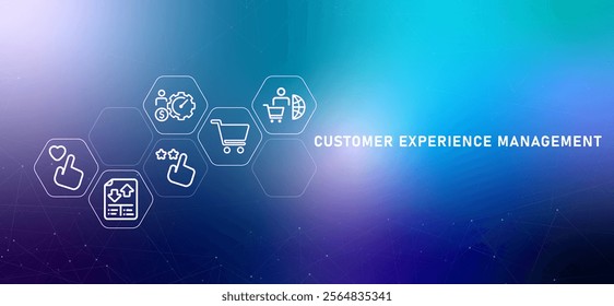 Customer experience consumer engagement management gradient header design icon user journey evaluation design web header