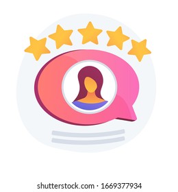 Customer experience, feedback. Client review, satisfaction, evaluation. Ranking stars. Social media network user avatar in speech bubble. Vector isolated concept metaphor illustration