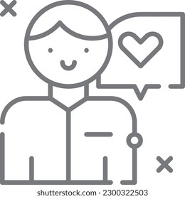Das Feedback-Symbol des Kunden mit schwarzem Umriss. Analytik. Vektorgrafik