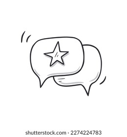 Customer experience feedback message doodle icon. Client positive star message hand drawn sketch style icon. Service experience feedback doodle drawn concept. Vector illustration.