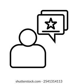 Customer experience feedback message doodle icon. Client positive star message hand drawn sketch style icon. Service experience feedback doodle drawing
