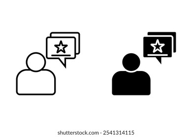Customer experience feedback message doodle icon. Client positive star message hand drawn sketch style icon. Service experience feedback doodle drawing