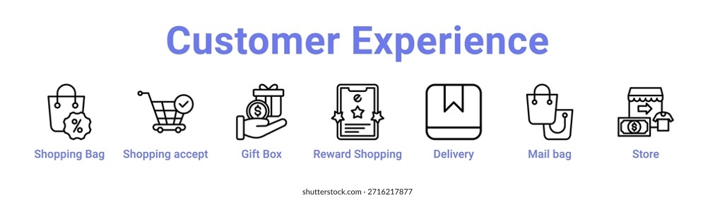 Cliente Experiencia icono Anuncio y colección color azul