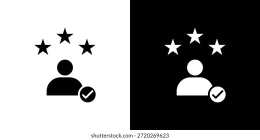 Icono de experiencia Cliente. Icono de diseño plano simple en blanco y negro