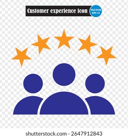 Customer experience icon. Five stars customer rating stock illustration. PNG. Eps 10