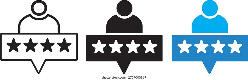 Customer experience icon in Line Art Style, outline and filled vector symbol, Star rating system for customer experience, Emojis flat style design,
