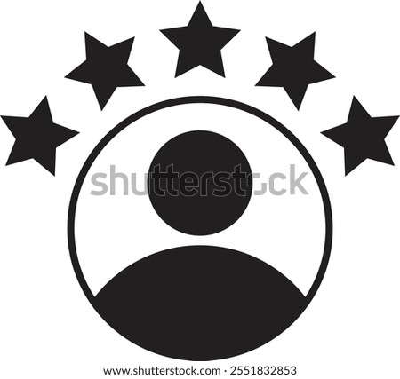 Customer experience icon . Rating icon . Customer product rating with five stars icon vector