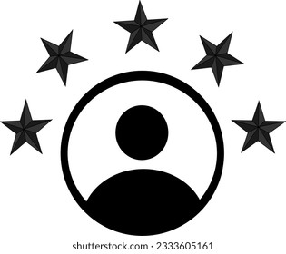 Customer experience icon. Satisfaction rating 5 star line vector icon for apps and review sites. Replaceable vector design.
