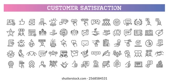 Customer experience icons flat icons. Customer satisfaction vector symbols