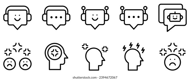 customer experience line style icon set collection