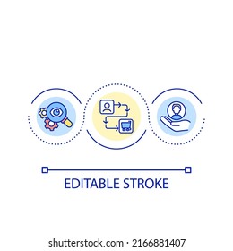 Customer Experience Loop Concept Icon. Digital First Reality. Client And Business Interaction Abstract Idea Thin Line Illustration. Isolated Outline Drawing. Editable Stroke. Arial Font Used