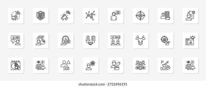 Cliente Conjunto cohesivo de iconos vectoriales minimalistas que representan ideas clave con claridad visual