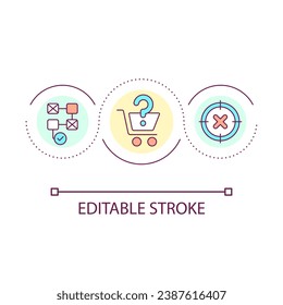 Customer experience mistakes loop concept icon. Marketing strategy. Attracting new clients challenge abstract idea thin line illustration. Isolated outline drawing. Editable stroke. Arial font used