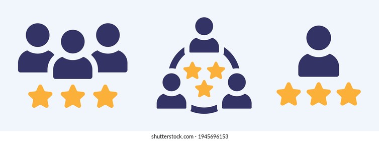 Customer experience on 3 stars rating icon flat vector illustration.