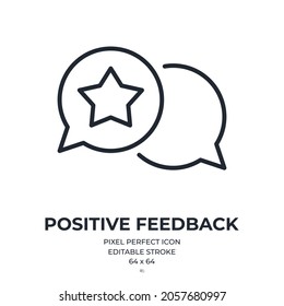 Customer experience and positive feedback concept editable stroke outline icon isolated on white background flat vector illustration. Pixel perfect. 64 x 64.