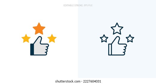 Customer experience and thumb up icon for your website, logo, app, UI, product print. Customer experience concept flat Silhouette vector illustration icon. Editable stroke icons set. EPS file	